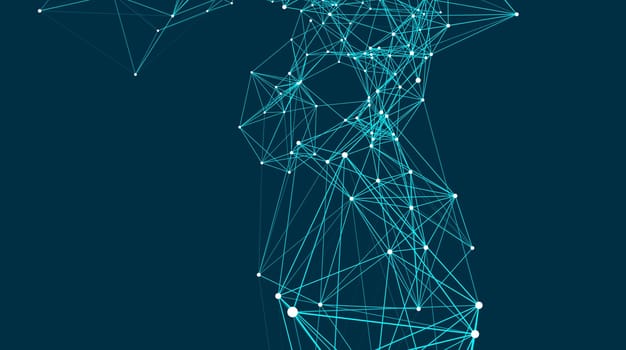 Abstract connections are in space. Background with connecting dots and lines. Connection structure. Vector illustration