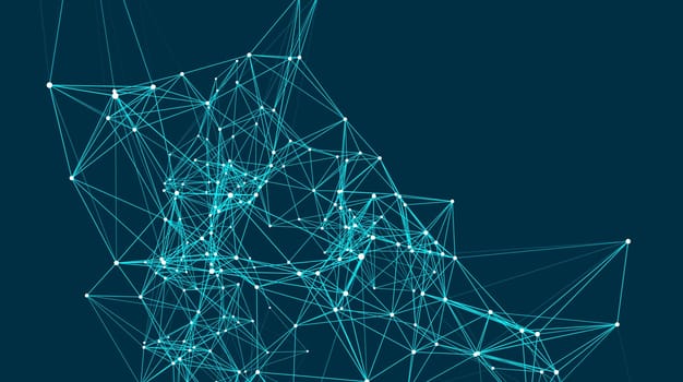 Abstract connections are in space. Background with connecting dots and lines. Connection structure. Vector illustration