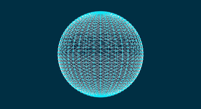 3d sphere with mesh effect, abstract connections with dots are in space, trasparent planet, vector illustration eps 10