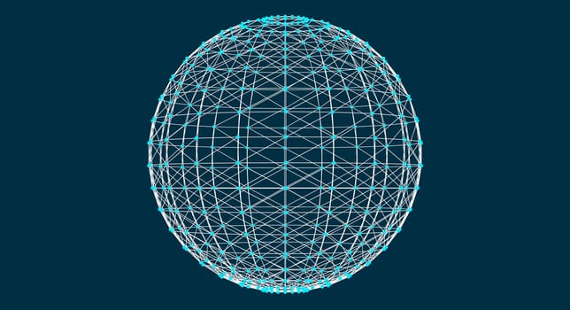 3d sphere with mesh effect, abstract connections with dots are in space, trasparent planet, vector illustration eps 10
