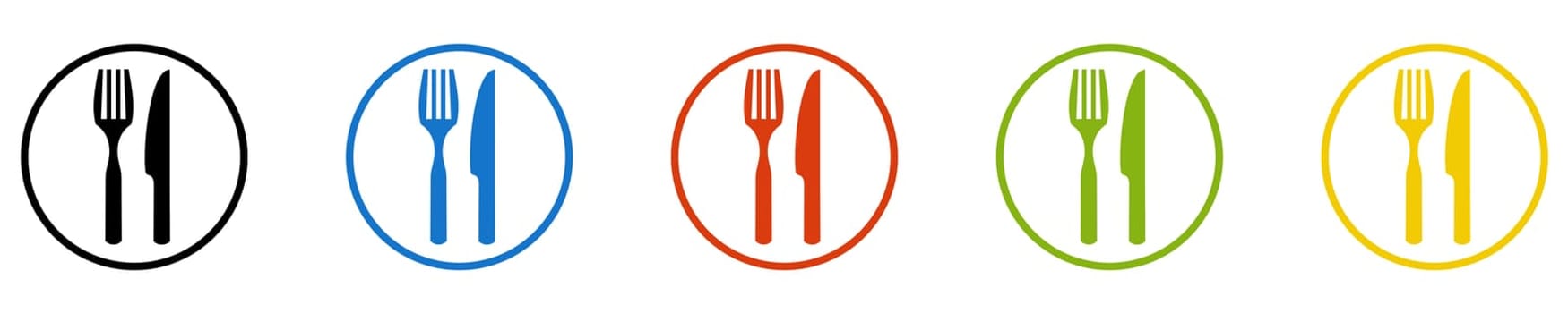 Cutlery Icon - Set of 5 Buttons: Restaurant, Food or Kitchen