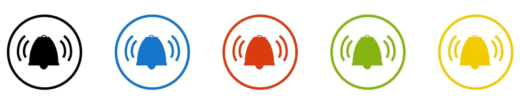 Bell Icon - Set of 5 Buttons: Ringtone, Alert or Alarm