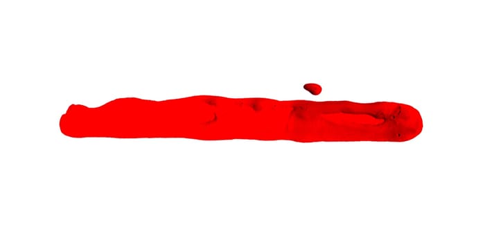 Hand drawn isolated paintbrush stripe with red color