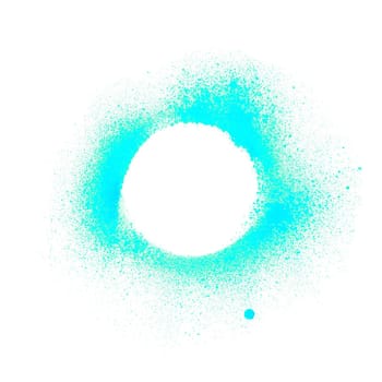 Dirty hand painted empty isolated circle ring with light blue color