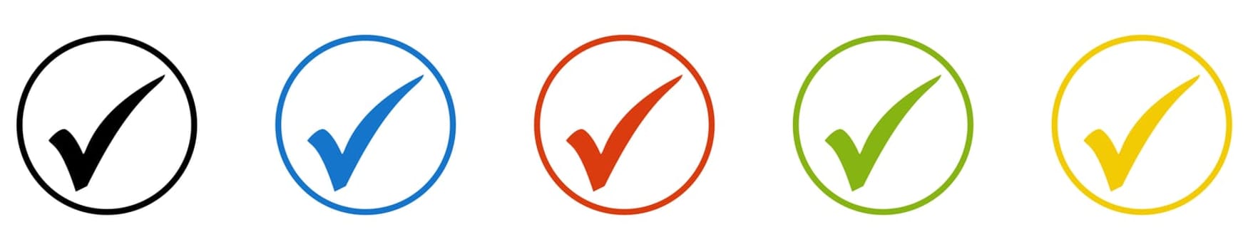 Checkmark Icon - Set of 5 Buttons: Tick, Check or Accept