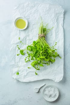 Winter purslane, Indian lettuce, healthy green vegetables for raw salads and cooking with olive oil and salt. Claytonia perfoliata