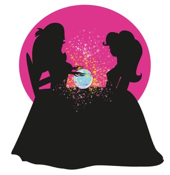 fortune teller woman reading future on magical crystal ball