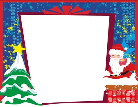 Abstract Christmas card with Santa Claus and Christmas tree frame