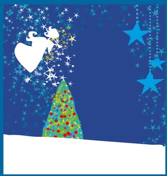 Abstract Christmas card with angels
