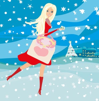 Christmas shopping - winter sale card