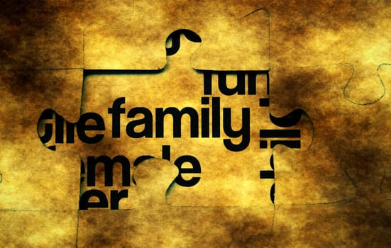 Family puzzle grunge concept