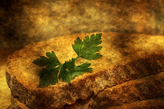 Whole wheat bread grunge concept