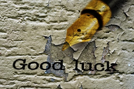 Fountain pen on good luck text