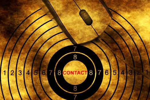 Contact target and computer mouse on grunge background