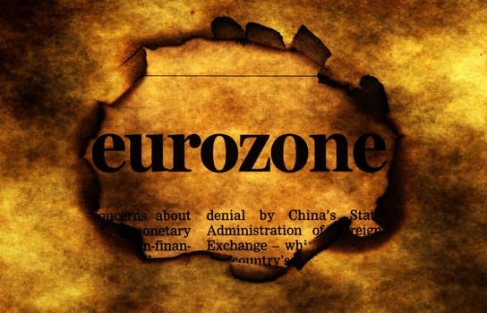 Eurozone on burning paper hole