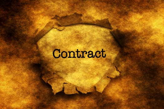 Contract text on grunge paper hole
