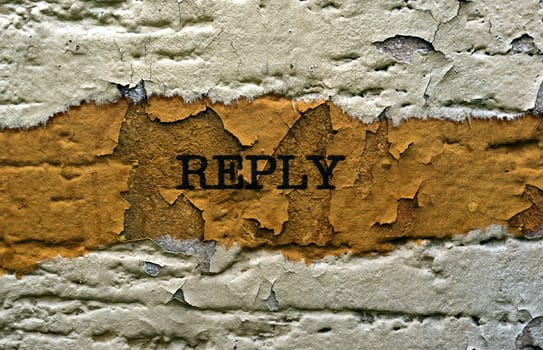 Reply text on grunge background