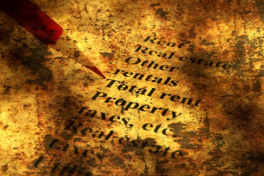 Property and taxes grunge concept