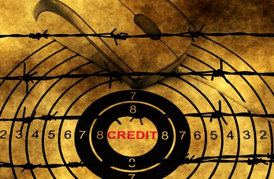 Credit target concept against barbwire