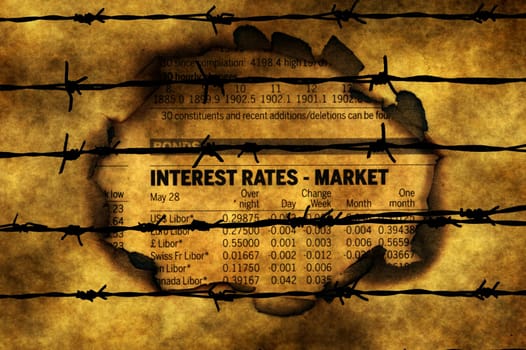Interest rates - market against barbwire