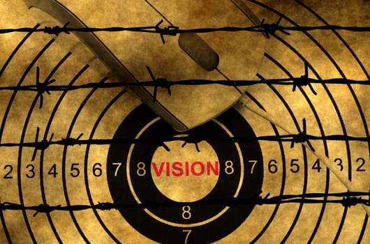Vision target concept against barbwire