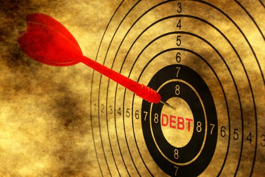 Debt target on grunge background