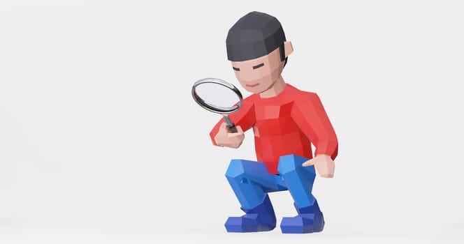 3d render of search, inspect or check with magnifying glass.