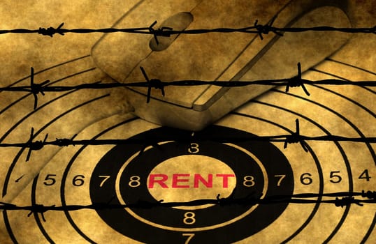 Rent target concept against barbwire