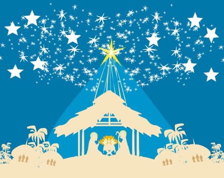 Christian Christmas nativity scene of baby Jesus in the manger