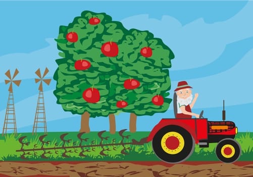 farmer plowing field