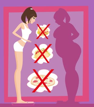girl checking her weight on scales