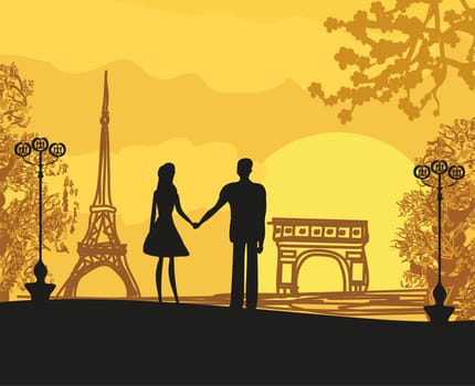 Romantic couple in Paris