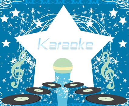 banner with microphone - karaoke party design