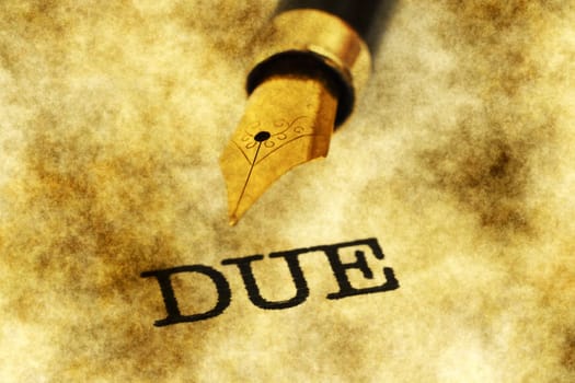 Fountain pen on due text