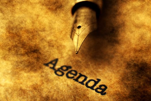 Fountain pen on Agenda text