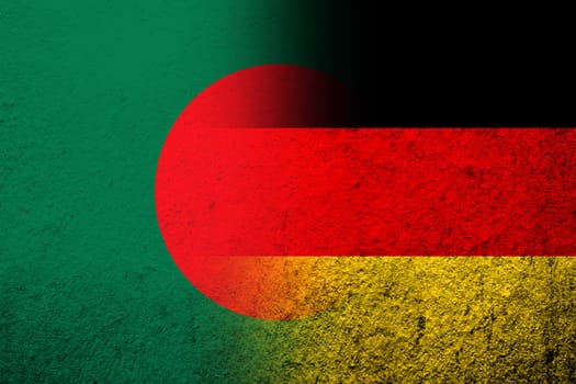 The national flag of Germany with Bangladesh National flag. Grunge background