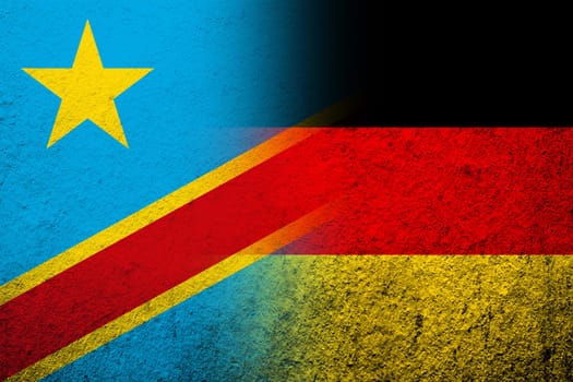 The national flag of Germany with Congo national flag. Grunge background