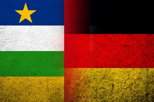 The national flag of Germany with National flag of Central African Republic. Grunge background