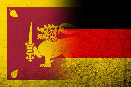 The national flag of Germany with Sri Lanka National flag. Grunge background