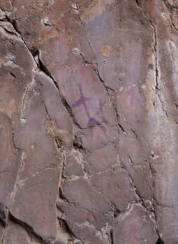Chiquita Cave, rock shelter with prehistorical paintings at Villuercas geopark. Canamero, Caceres, Extremadura, Spain