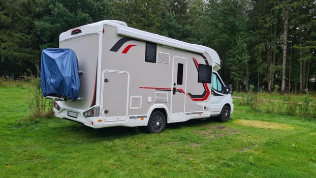 Motorhomes on a mobile home site or campsite