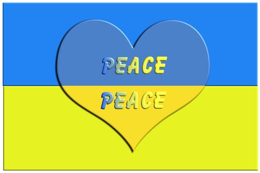 Ukraine heart with Ukrain flag against white background