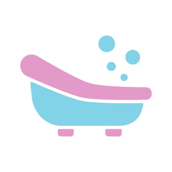 Cute litte baby bath vector glyph icon. Graph symbol for children and newborn babies web site and apps design, logo, app, UI