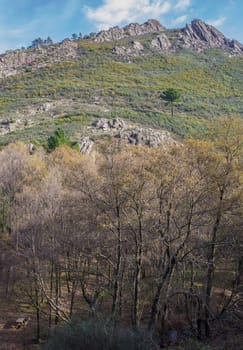 Villuercas geopark landscapes, Caceres, Extremadura, Spain. Magnificent view of the rocky ridges