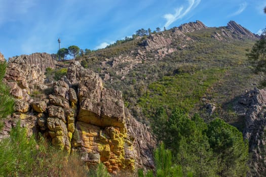Villuercas geopark landscapes, Caceres, Extremadura, Spain. Magnificent view of the rocky ridges