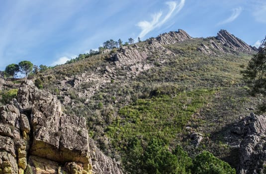 Villuercas geopark landscapes, Caceres, Extremadura, Spain. Magnificent view of the rocky ridges