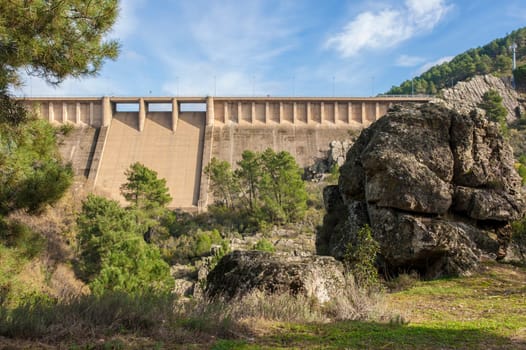 Cancho del Fresno dam, Canamero, Caceres, Spain. Villuercas geopark landscapes