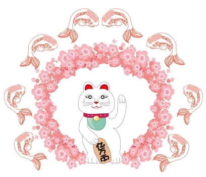 maneki neko symbol of good luck - card
