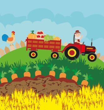 Farmer at work with his tractor.