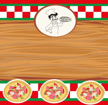 Chef with pizza - Abstract card with space for Your text